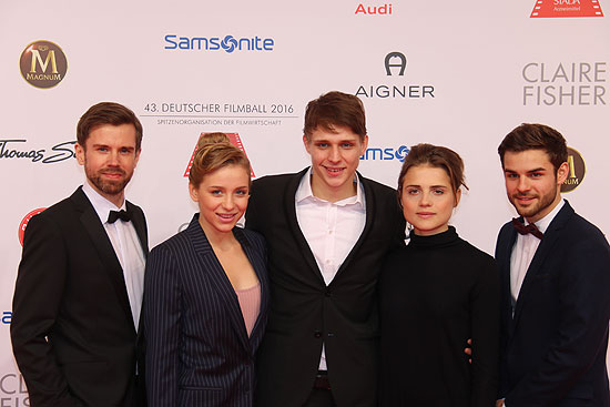 Christian Bach, Lena Klenke, Merlin Rose, Mala Emde and Lucas Reiber@ Deutscher Filmball 2016 (©Foto: Martin Schmitz)